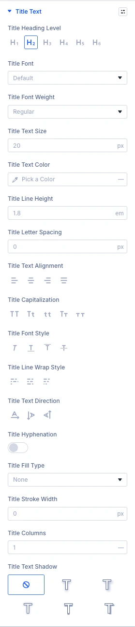 Blog Title Text design settings