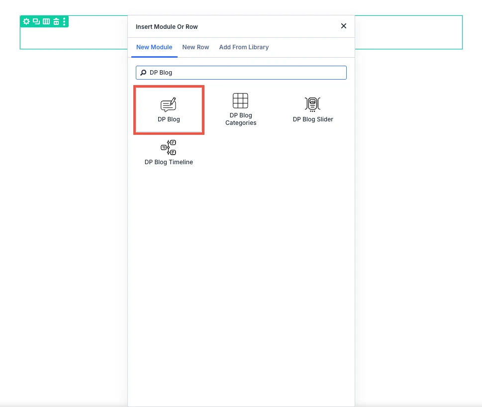 Adding the Blog module in the Divi Visual Builder