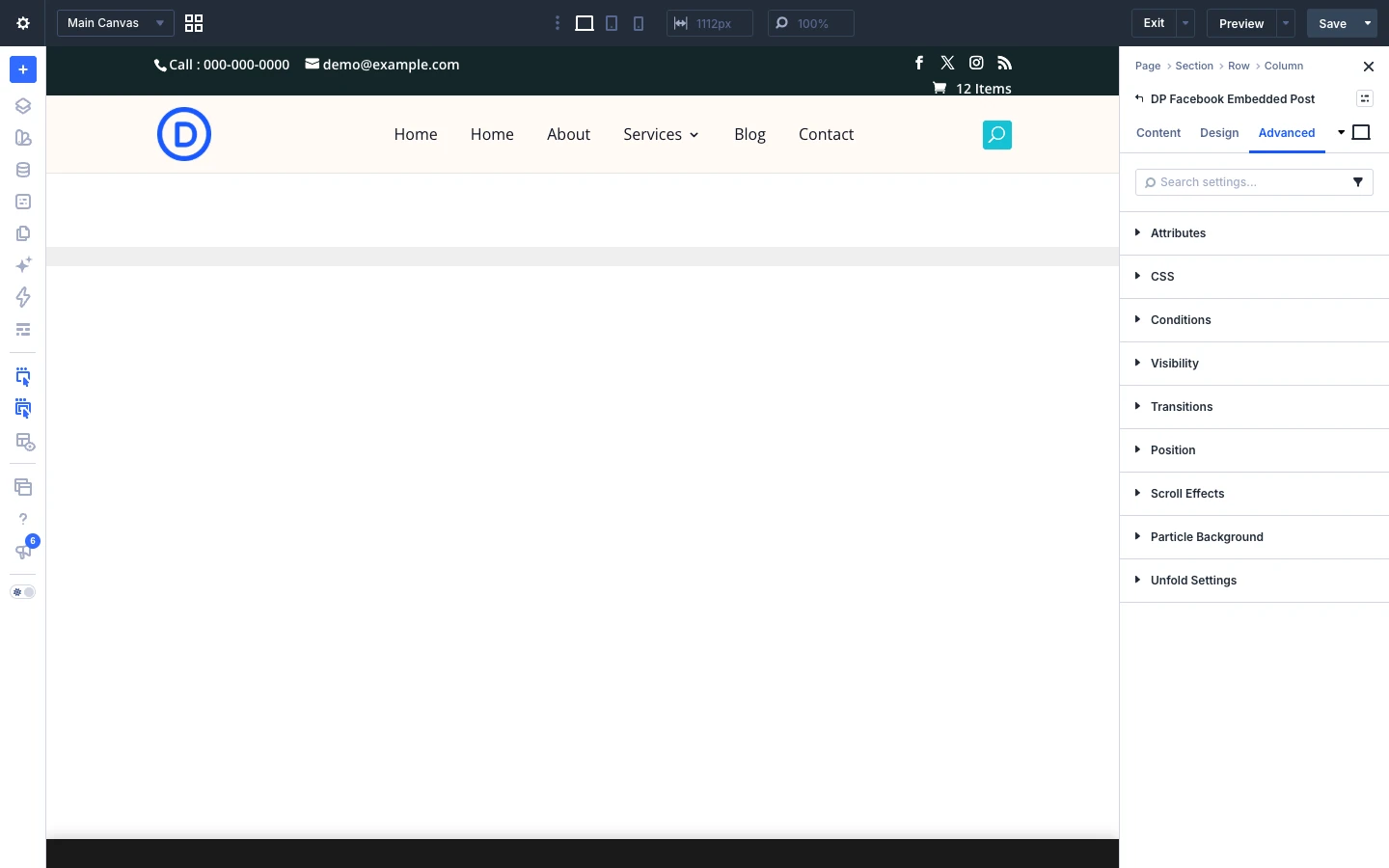 Facebook Embedded Post Advanced tab