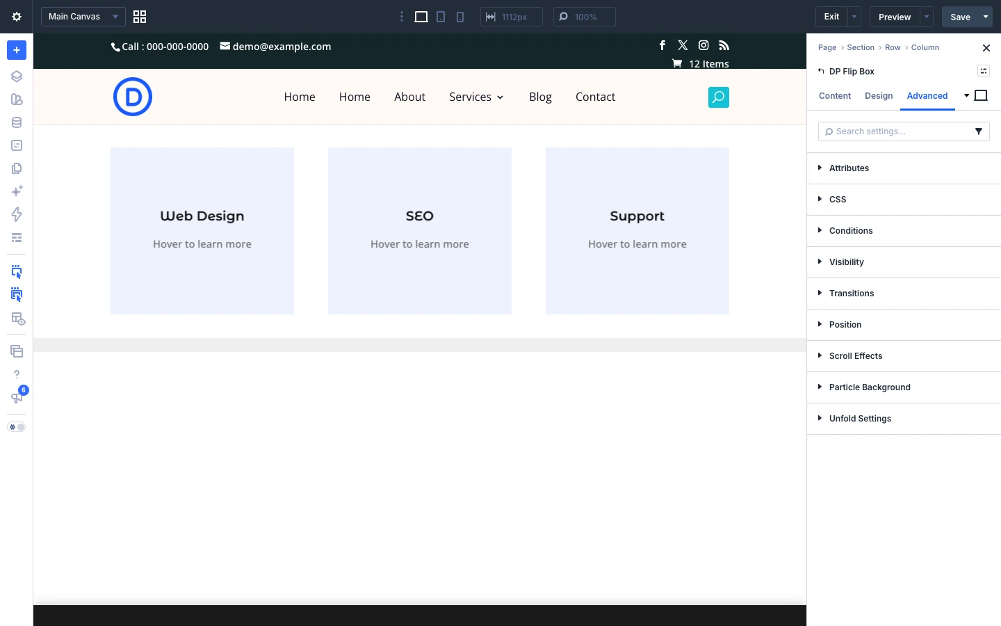 Flip Box Advanced tab