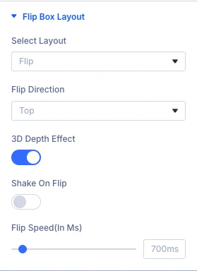 Flip Box Layout settings