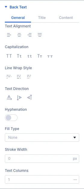 Flip Box Back Text design settings