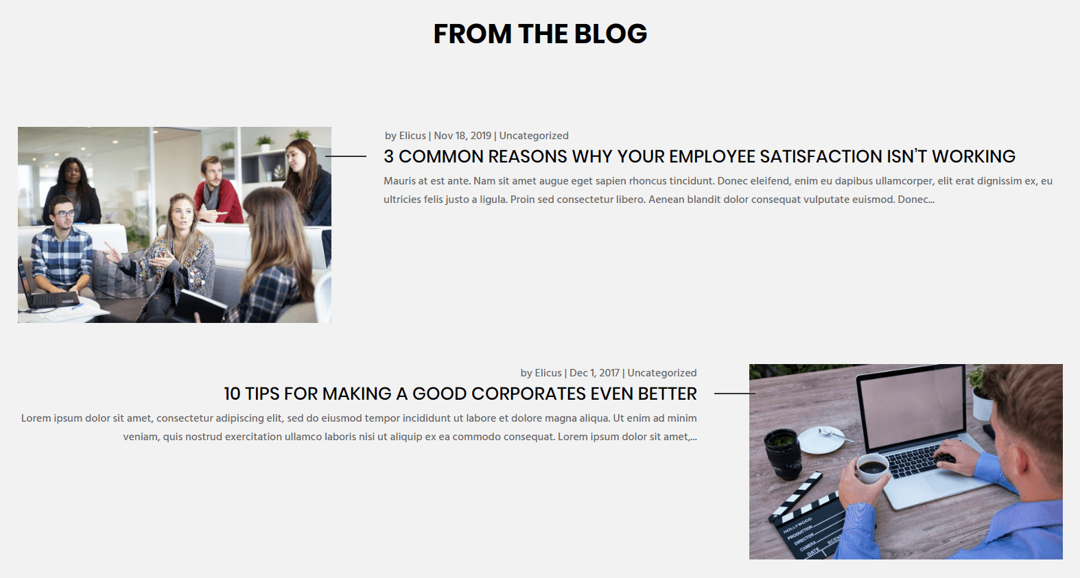 Divi blog post and page layout