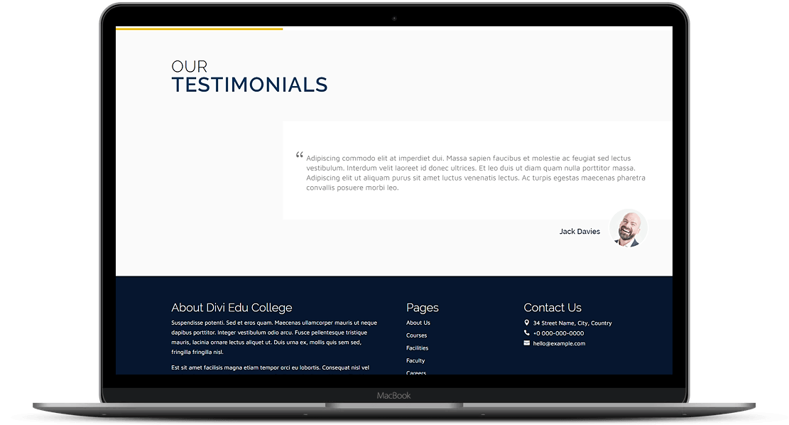 Divi testimonial slider