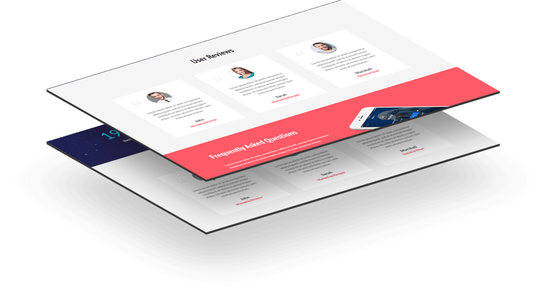 Testimonials and reviews on Divi App theme