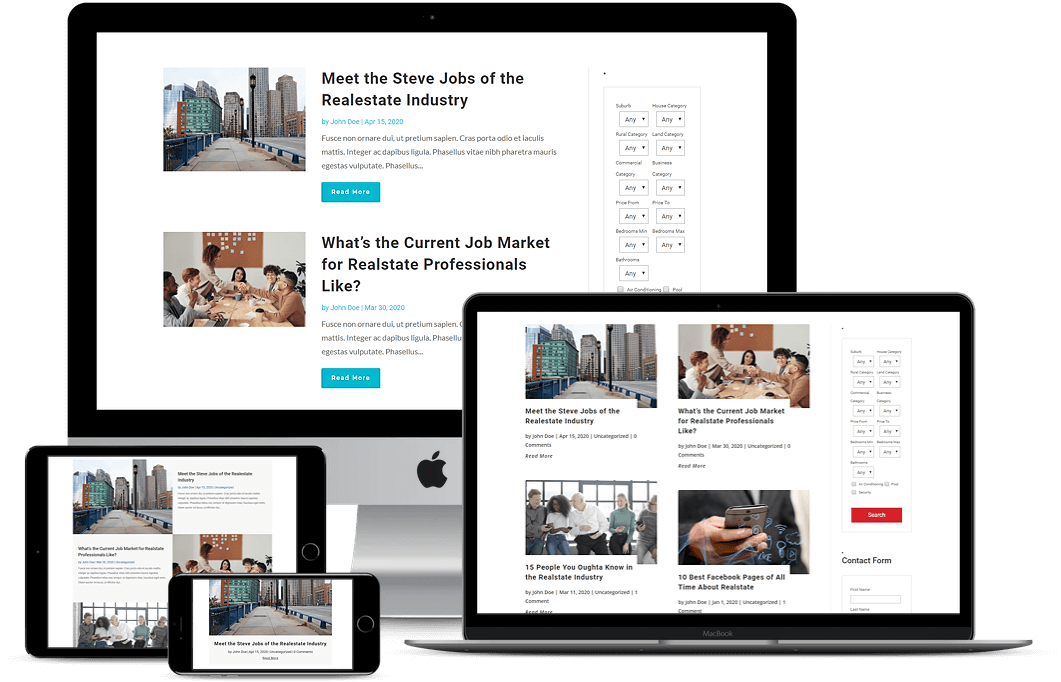 Multiple responsive blog page templates for Divi 4