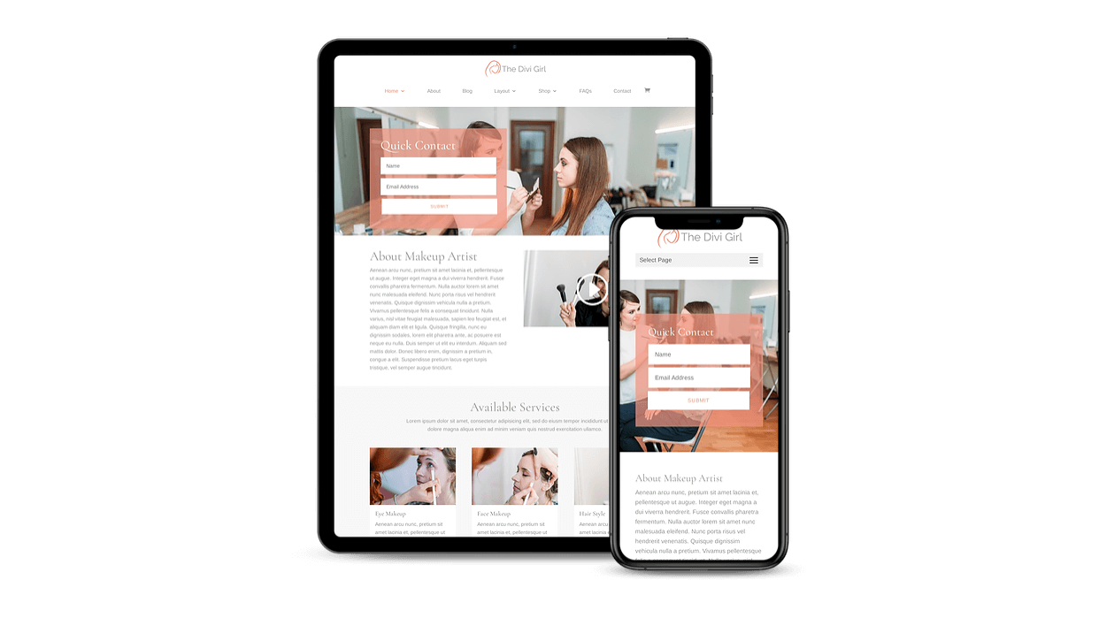 Divi makeup artist theme