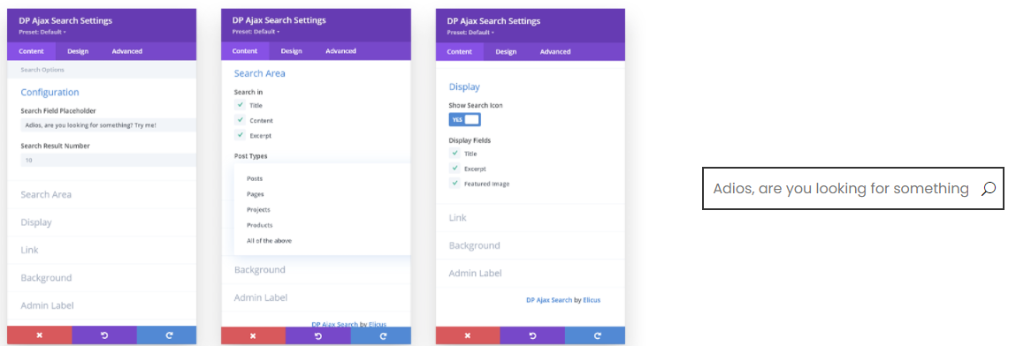 Divi Live Ajax Search