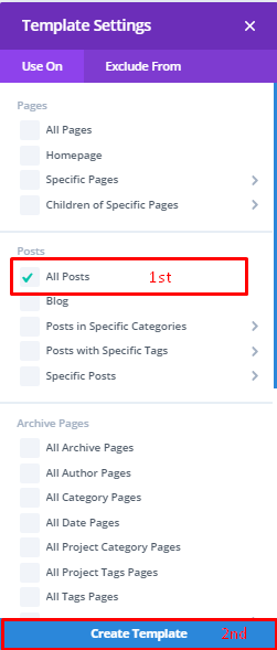 Choosing All Posts from template settings