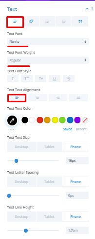 Post Content text settings in Divi 4