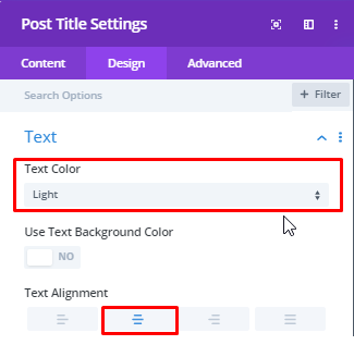Post Title Text Settings