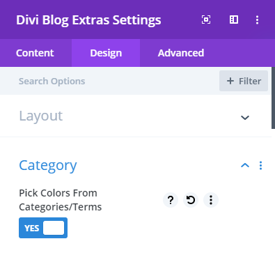 Divi blog extras category color