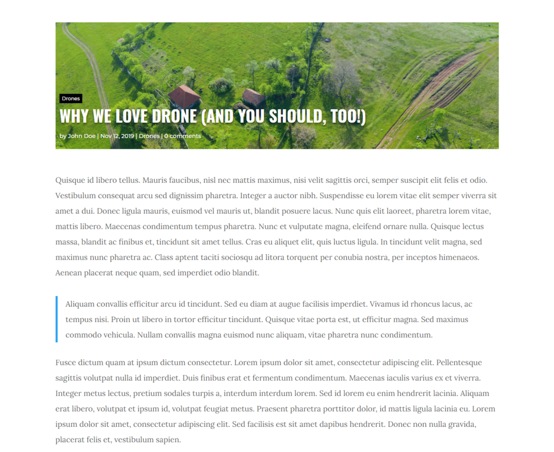 Classic Divi Blog Post Layout