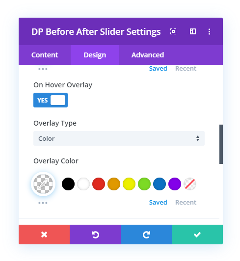 On Hover Overlay Settings