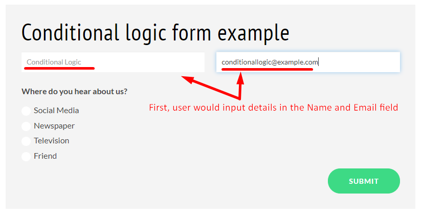 Working of Conditional Logic Form step A