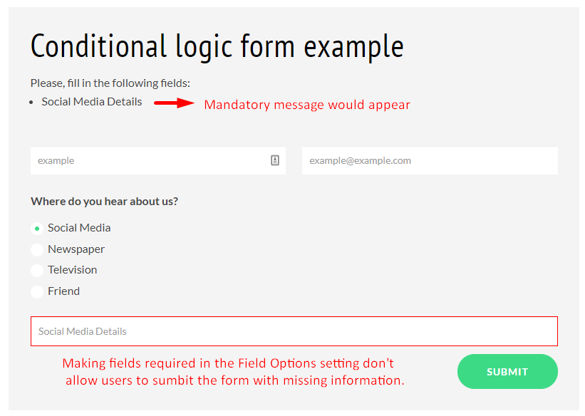 Working of Conditional Logic Form step C