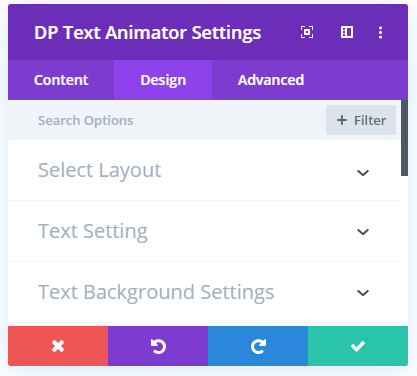 Divi Text Animator Design Settings