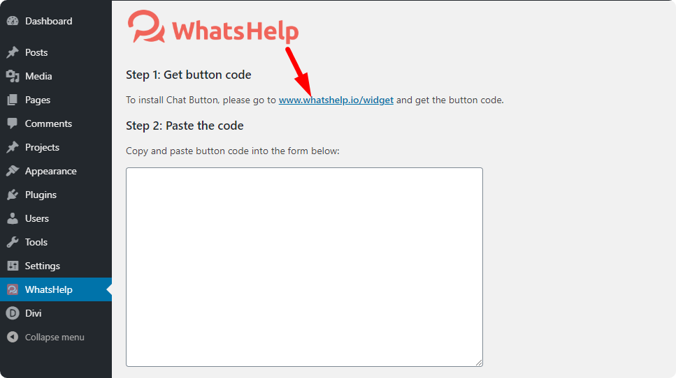 Get code for WhatsApp floating button WordPress