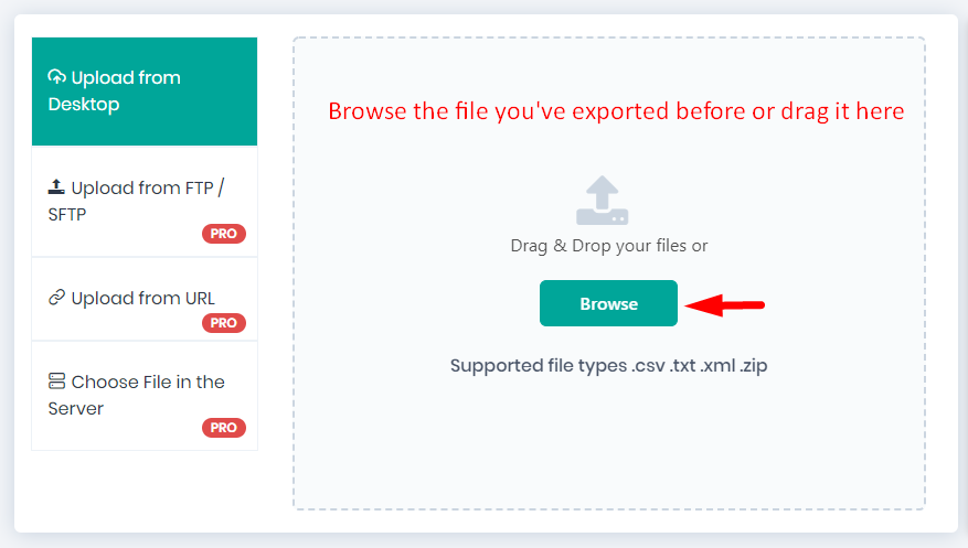 Import Restro Menu CSV file