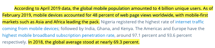 report of internet mobile users worldwide by statista