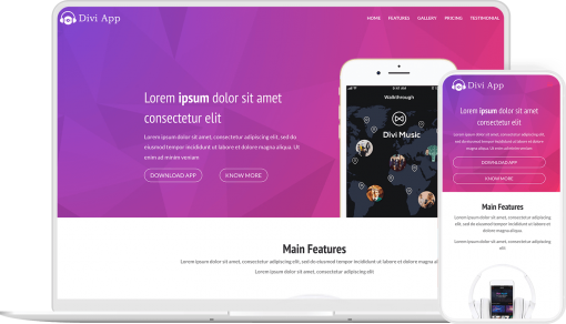 Divi Child theme to create website for mobile application of any kind