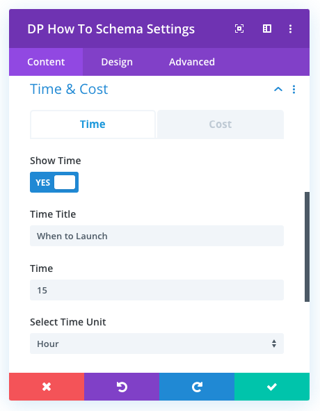 Time and cost setting