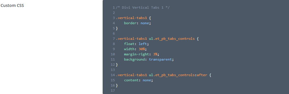 Vertical tabs theme options CSS