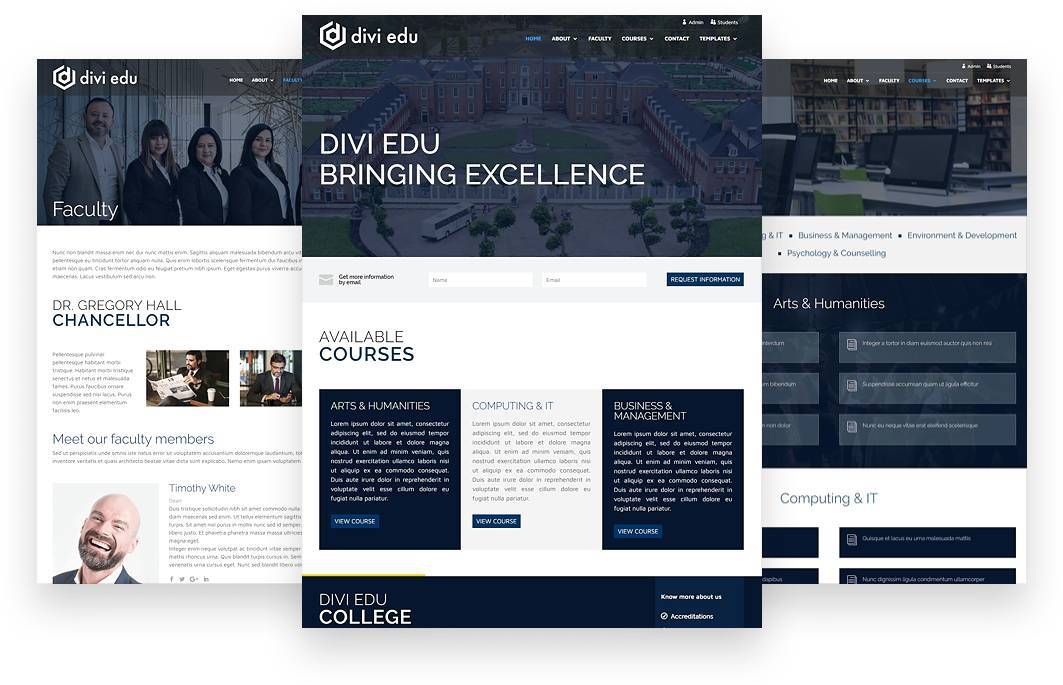 Divi Edu is a child theme for school, college and educational websites