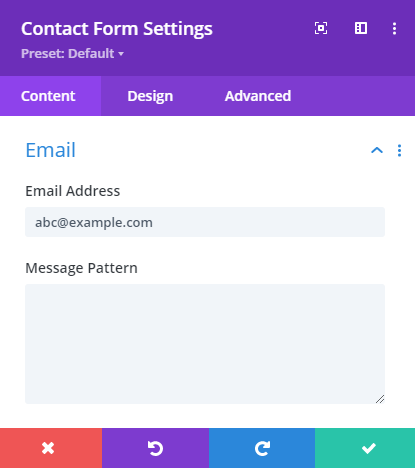 Divi contact form email address