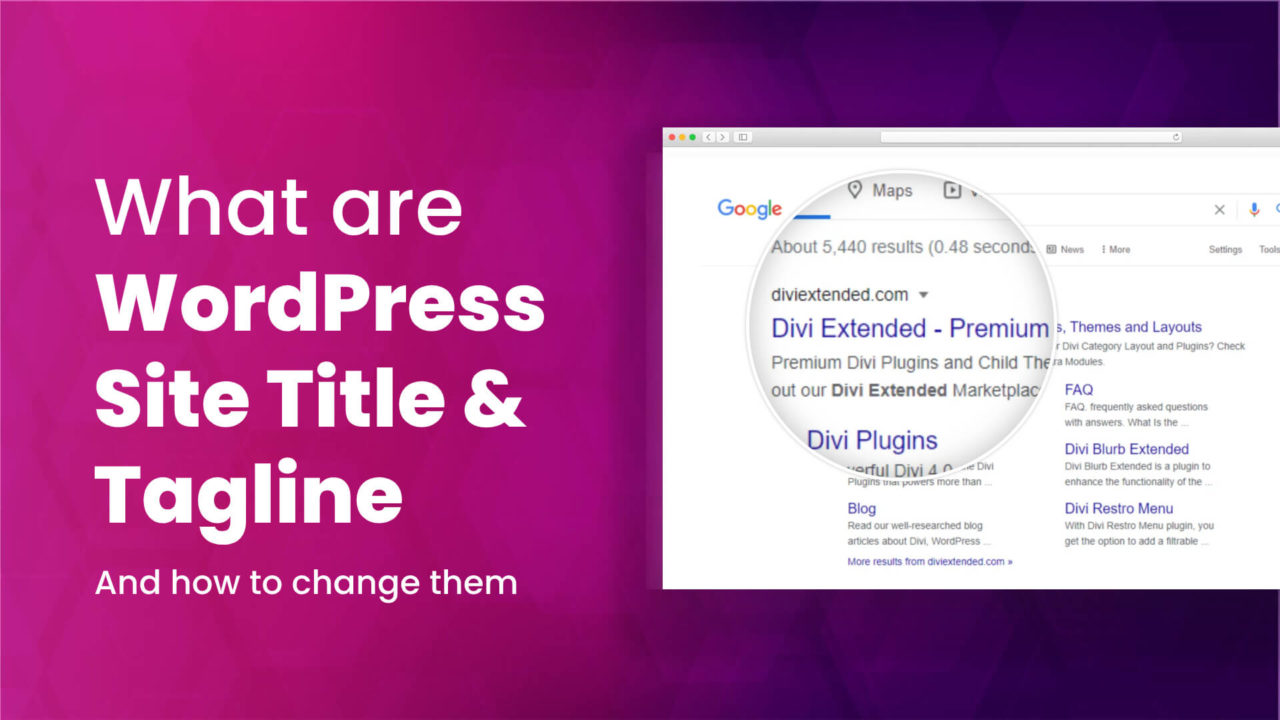 What are WordPress site title and tagline - Divi Extended