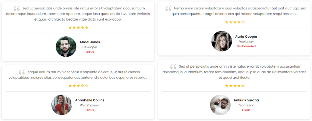 Divi Testimonial Grid