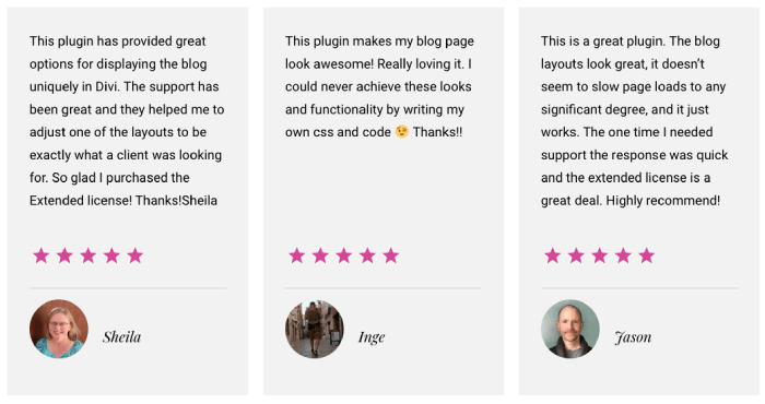 Divi extended testimonials