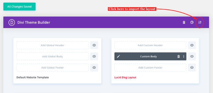 Portability in the Divi theme builder to import or export custom layouts