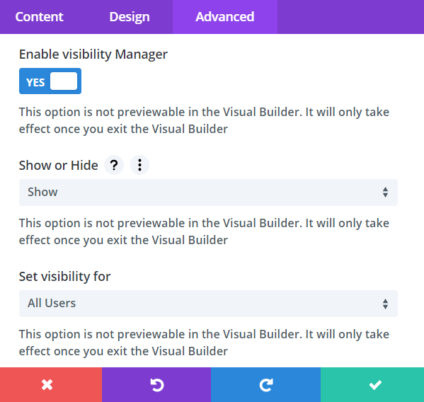 Divi visibility manager extension