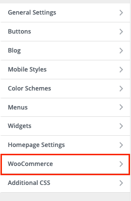 WooCommerce option inside the customizer
