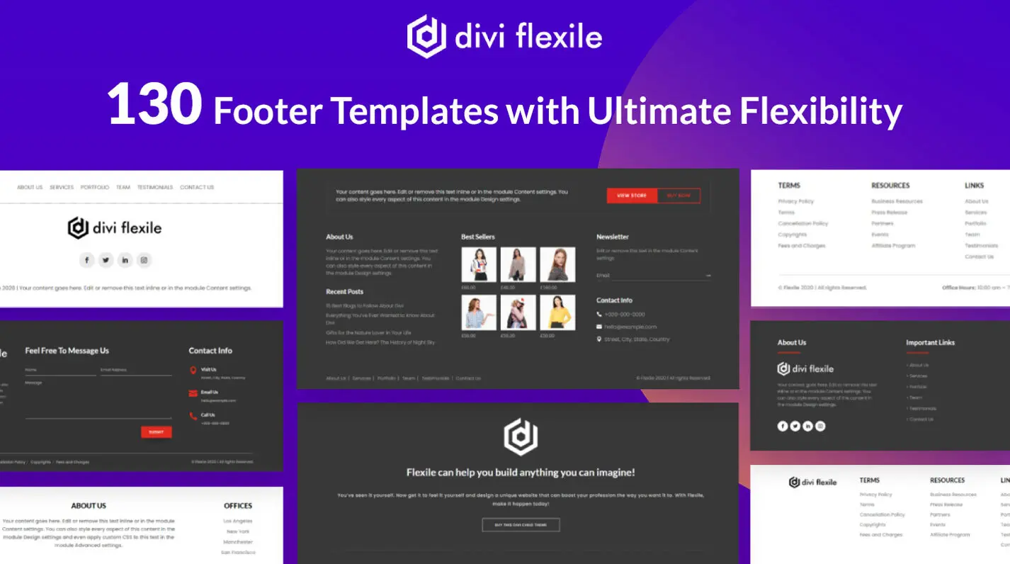 Divi layouts pack of footers