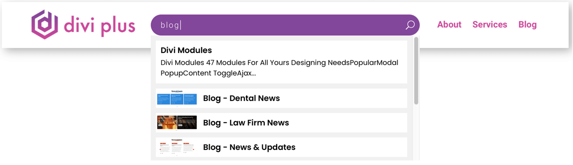 Divi Live Ajax Search Module