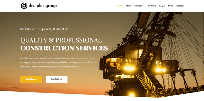 divi free construction template