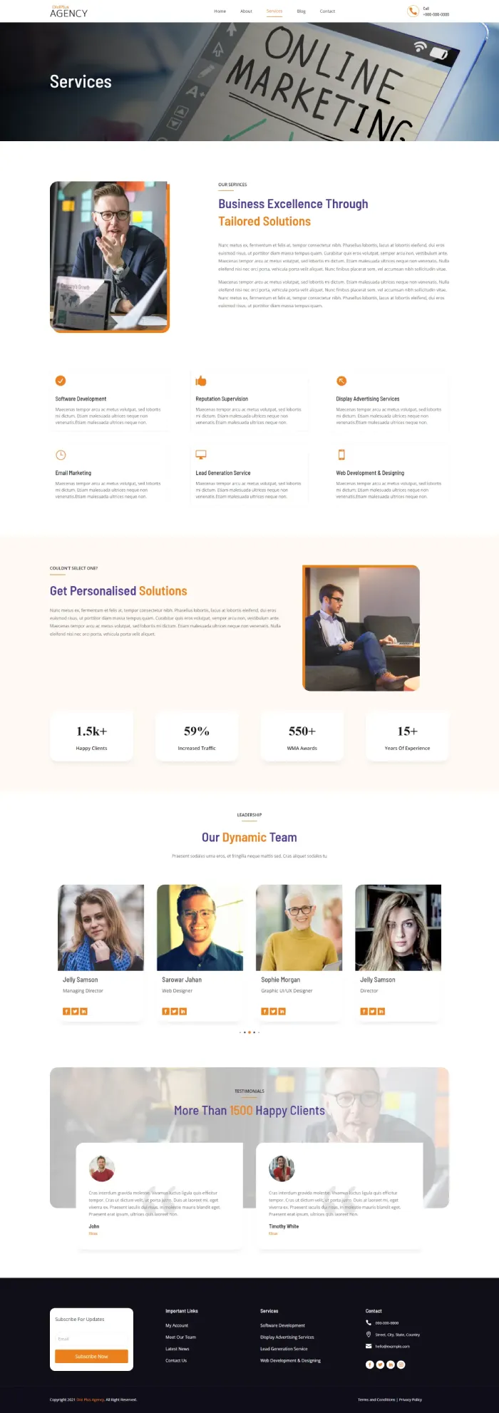 Divi Plus Digital agency child theme services page