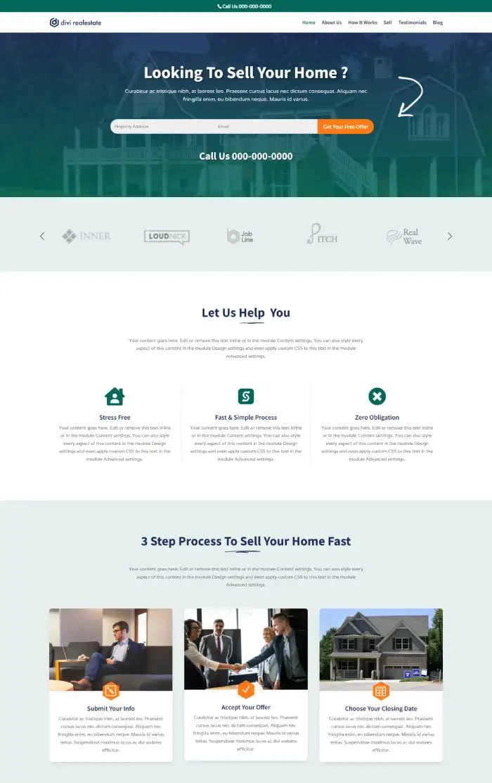 Divi Plus Home Buyers child theme homepage