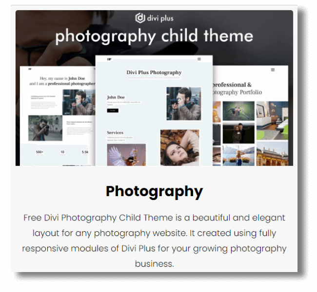 free divi photographer website