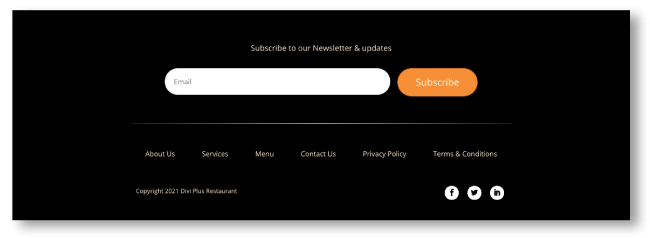 divi restaurant theme footer section