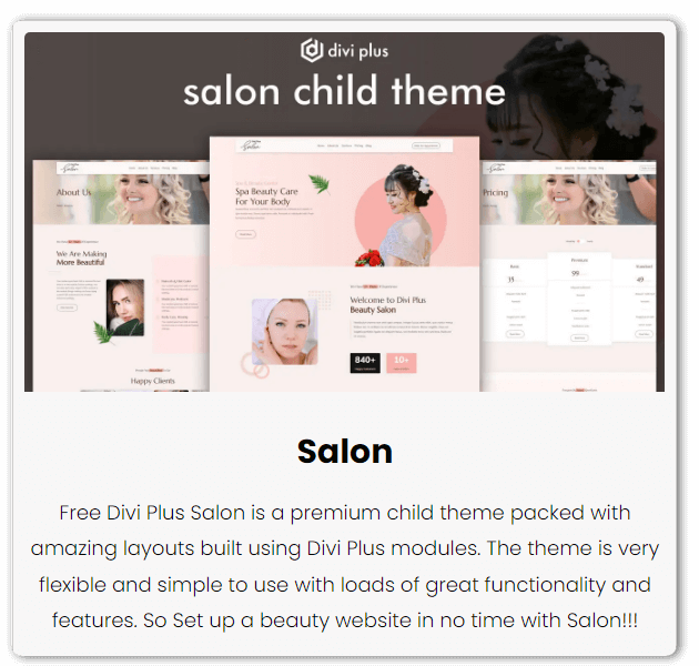 Divi Plus Salon child theme
