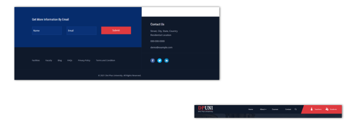 Divi Plus University Footer and Header