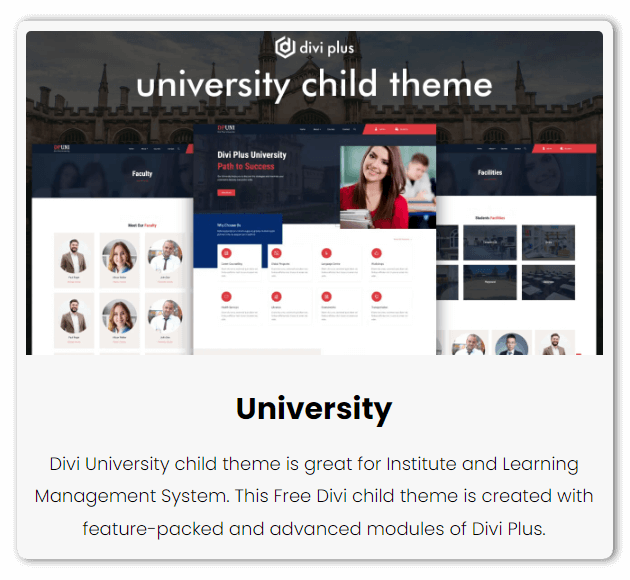 Divi Plus University child theme