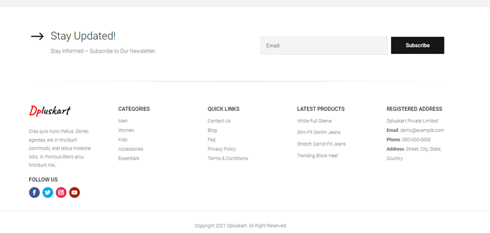 Divi Plus eCommerce footer