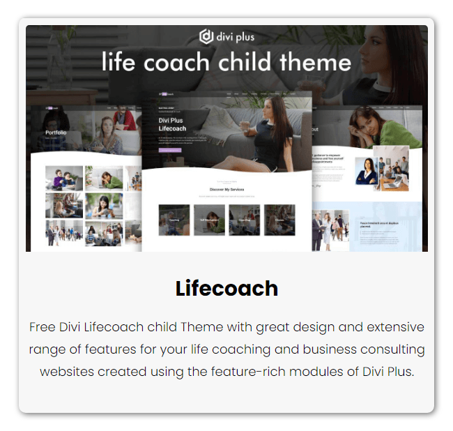 Life coach Divi Plus child theme