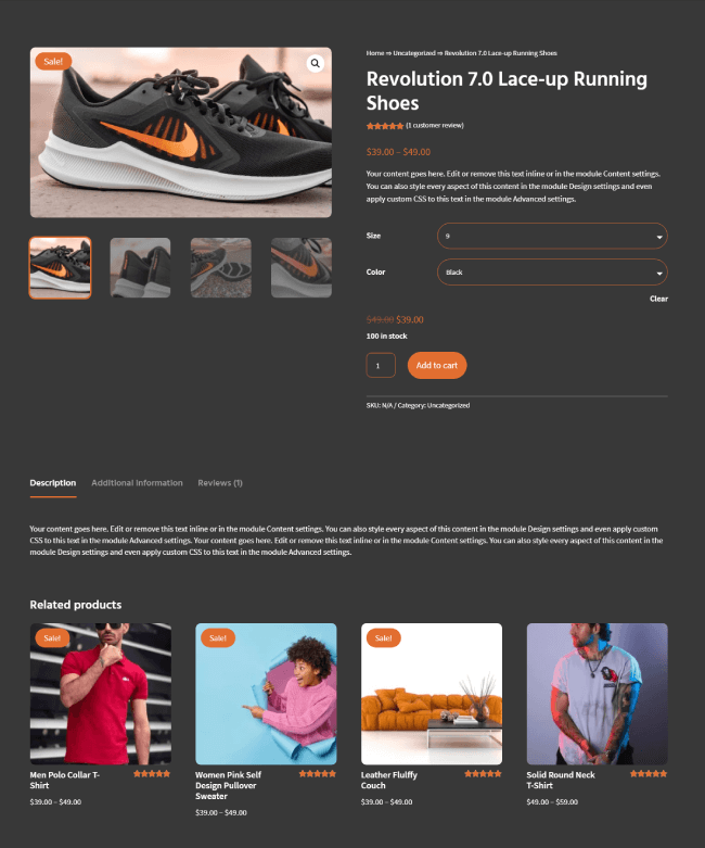 2nd product page example for Divi