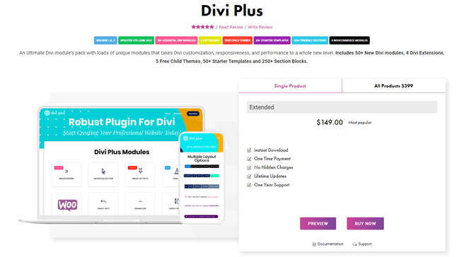 Divi Plus product page