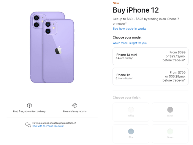 Divi WooCommerce prodcut page example from Apple